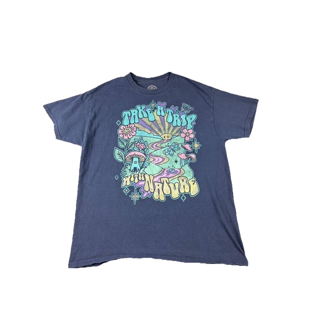 Take A Trip W/Nature Pychedelic DOM L T-Shirt Mushroom‎ Butterfly Trippy Hippy